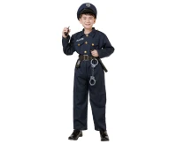 Role play-set for kids Elegant Policeman (shirt, pants, belt, hat, handcuffs, Walkie- talkie, baton), size 130/140 cm